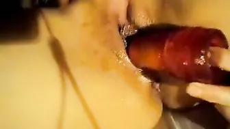 Squirting Latina Anal Masturbation with Big Tits & Dildo