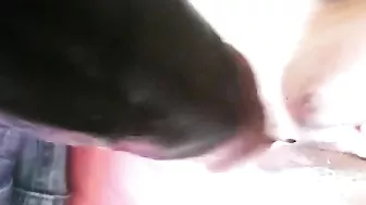 Amateur Black Masturbates with Big Dildo & Homemade Dick!