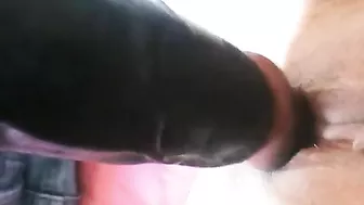 Amateur Black Masturbates with Big Dildo & Homemade Dick!