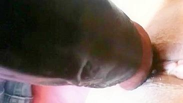 Amateur Black Masturbates with Big Dildo & Homemade Dick!