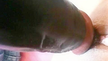 Amateur Black Masturbates with Big Dildo & Homemade Dick!