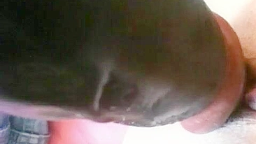 Amateur Black Masturbates with Big Dildo & Homemade Dick!