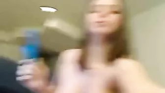 Skinny Teen Homemade Masturbation w/ Dildo & Nipple Orgasm