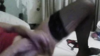 MILF Masturbates with Dildo in Pantyhose & Stockings, Moans with Orgasmic Pleasure