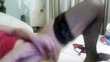 MILF Masturbates with Dildo in Pantyhose & Stockings, Moans with Orgasmic Pleasure