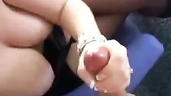 Massive Cumshot Handjob by Busty Chick with Big Tits!