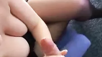 Massive Cumshot Handjob by Busty Chick with Big Tits!