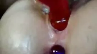 Anal Masturbation with Anal Beads and Dildos
