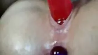 Anal Masturbation with Anal Beads and Dildos