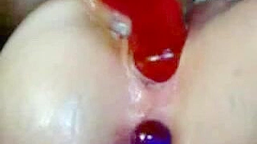 Anal Masturbation with Anal Beads and Dildos