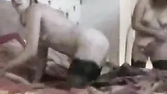 Lesbian Wife Masturbation with Dildo in Pantyhose & Stockings