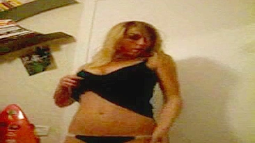 Blonde College Girl Solo Masturbation Striptease Dance Party