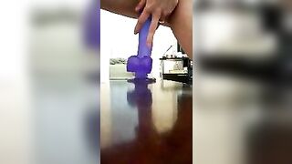 Masturbating with Suction Cup Dildo - Solo Play with Toys