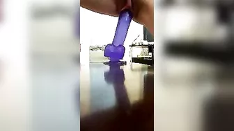 Masturbating with Suction Cup Dildo - Solo Play with Toys