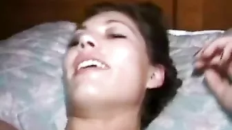 Hairy Masturbator Orgasmic Solo with Small Tits and Dildo!