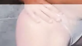 Masturbating Teen in Shower with Dildo and Panties