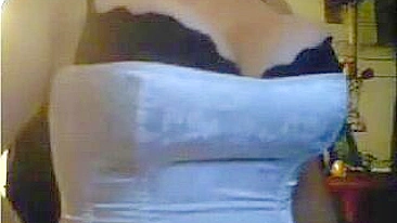 Busty Masturbation Show with Big Tits and Lingerie Striptease on Webcam