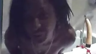 Masturbating with Dildos in the Tub - Ebony Teen Solo Bath Time