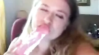 Pretty Blonde Teases with Dildo and Webcam Masturbation Pretty Blonde Teases with Dildo and Webcam Masturbation