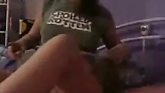 Masturbating Nerdy Brunette with Glasses and Small Tits