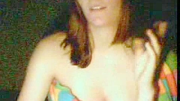 Brunette Coed Solo Masturbation in Dorm Room with Big Tits and Shaved Pussy