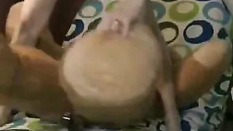 Teen Blonde Masturbates with Strapped-on Dildo and Small Tits