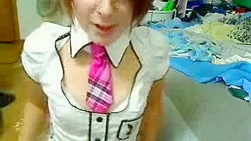 Pierced Redhead Emo Masturbates on Webcam with Small Tits and Striptease