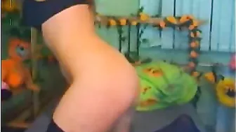 Blonde Pornstar Solo Webcam Session with Masturbation and Striptease in Pantyhose