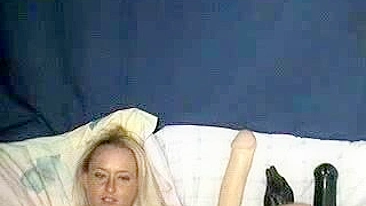 Horny Blonde Solo Masturbation with Massive Dildos on Webcam!