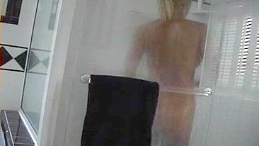 Blonde Babe Solo Masturbation in the Shower with Big Tits and Rubbing Pussy