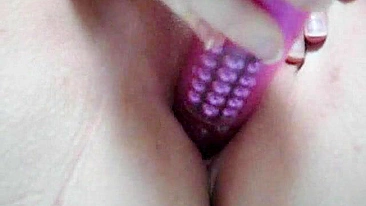 Tight Pussy Orgasm with Shaved Dildo and Wet Cum
