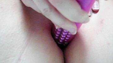 Tight Pussy Orgasm with Shaved Dildo and Wet Cum