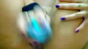 Masturbating Brunette Squirting Orgasm with Dildo and Finger