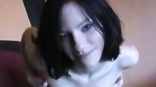 Shaved Brunette Solo Striptease with Deodorant & Dildo in Pussy!