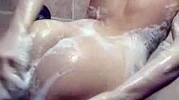Masturbating in Soapy Shower with Hot Girlfriend Ass and Pussy