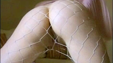 Fetish Fishnet Blonde Masturbates Tight Pussy in Hot Solo Session