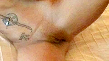 Blonde Butterface Masturbation Orgasm with Dildo, Vibrator & Tattoos