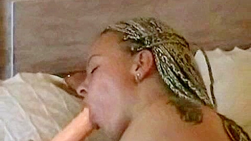 Blonde Butterface Masturbation Orgasm with Dildo, Vibrator & Tattoos
