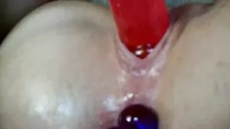 Masturbating with Anal Beads and Dildo Play - Wet Pussy Solo Session