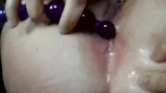 Masturbating with Anal Beads and Dildo Play - Wet Pussy Solo Session
