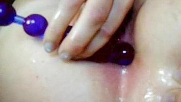 Masturbating with Anal Beads and Dildo Play - Wet Pussy Solo Session