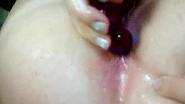 Masturbating with Anal Beads and Dildo Play - Wet Pussy Solo Session
