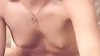 Masturbating Teen with Shaved Pussy and Small Tits Fingers Naughty Nude Brunette