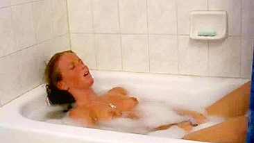 Blonde Teen Solo Masturbation in Bubble Bath with Finger Orgasm