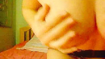 Masturbating Teen with Big Tits Fingers Her Shaved Pussy in Tight Panties