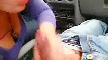 Redhead Strokes & Swallows Cumshot While Driving with Girlfriend