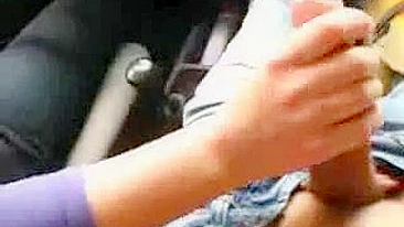Redhead Strokes & Swallows Cumshot While Driving with Girlfriend