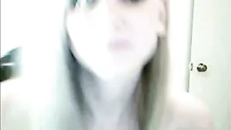 Busty Blonde Masturbates with Nipple Licking and Striptease on Webcam