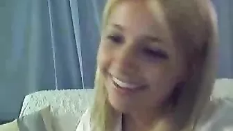 Petite Blonde Teen Rubs Pussy on Webcam in Lingerie