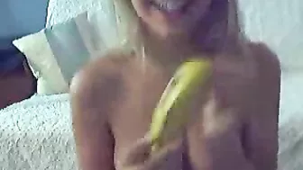 Petite Blonde Teen Rubs Pussy on Webcam in Lingerie